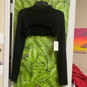 NEW CALVIN KLEIN Black Cropped Mock Neck Sweater